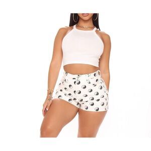 Fashion Nova Yin Yang Denim Shorts High Waisted Size S Trendy Y2K‎ Aesthetic